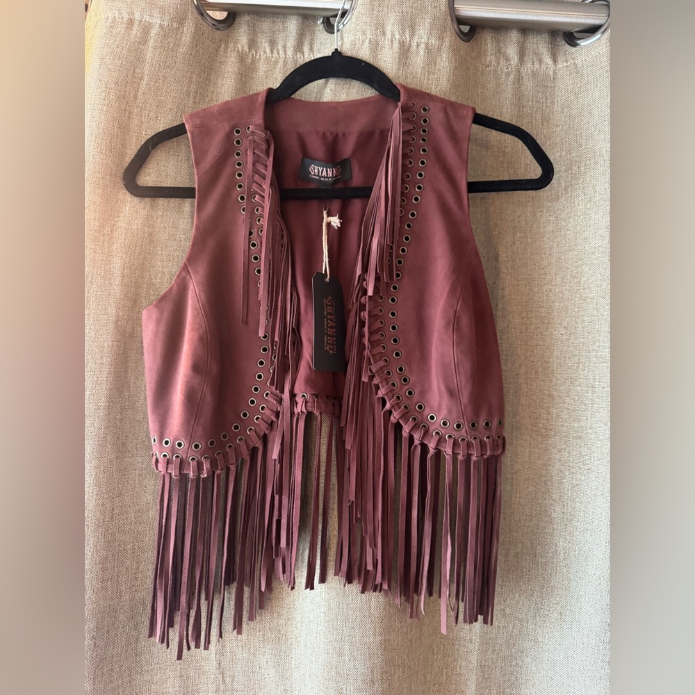 NWOT Shyanne Women's Brown Real Suede Fringe Vest